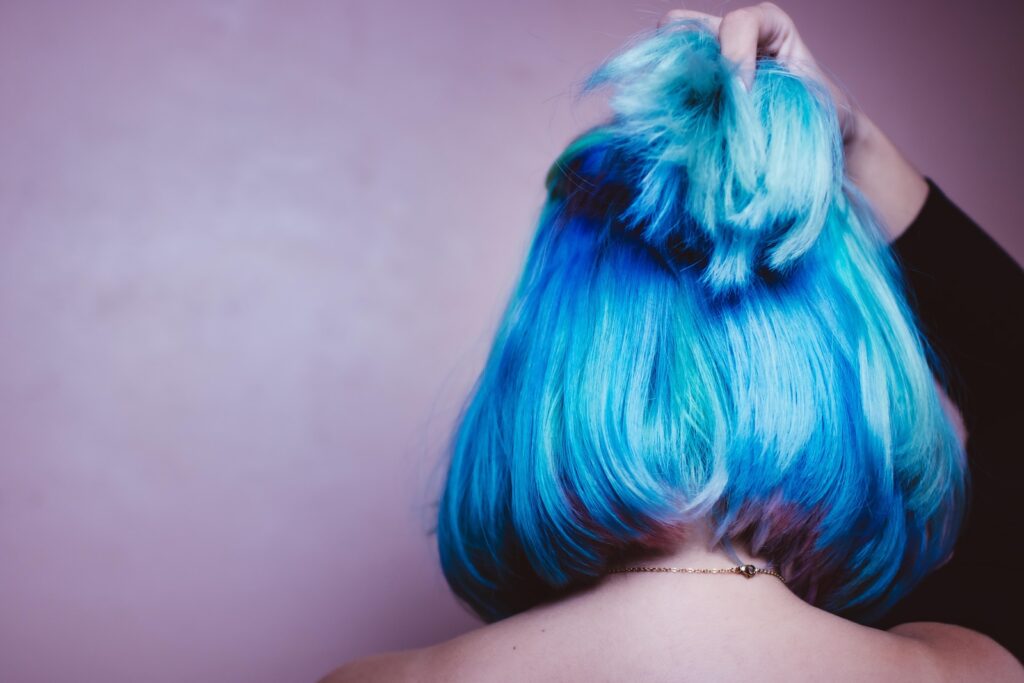 Blue hair updo