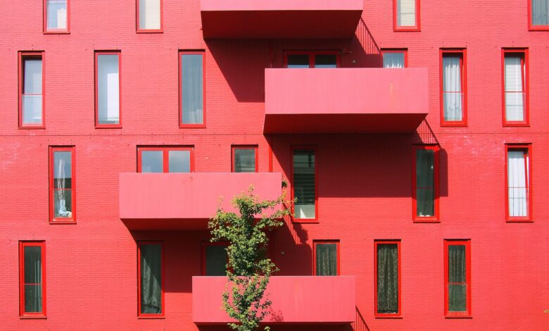 red high rise building