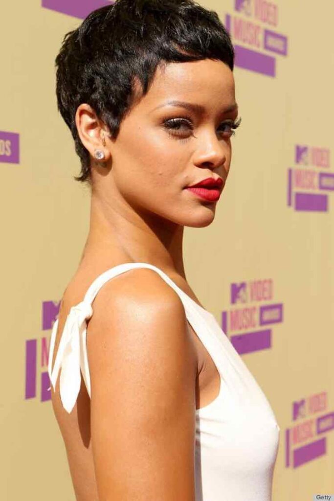 Rihanna's iconic wet pixie cut: