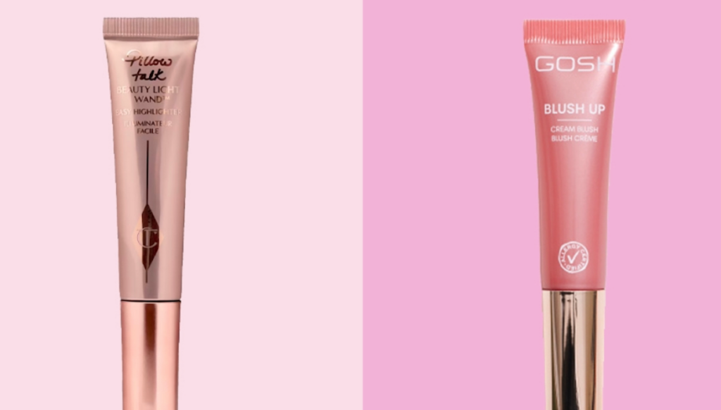 Charlotte Tilbury's Beauty Light Wand vs. GOSH's Blush Up Cream Blush